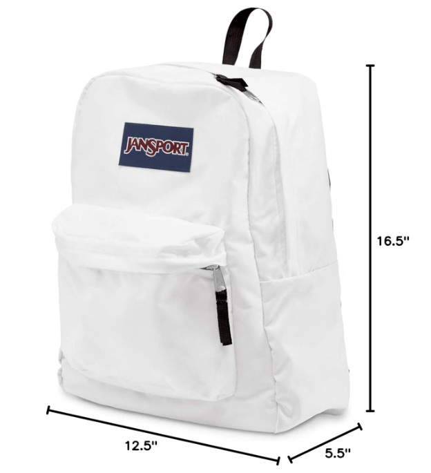 JanSport SuperBreak Backpack White Lightweight School Travel Laptop Daypack