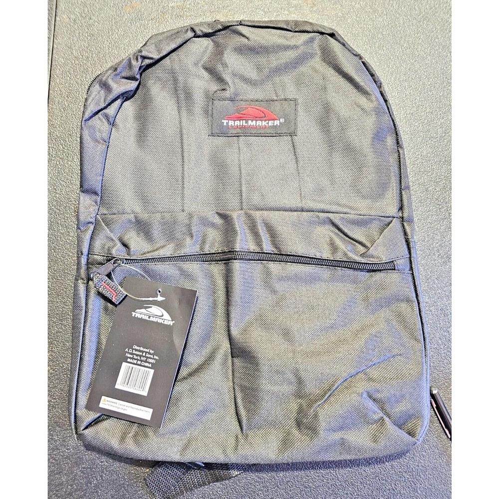 Trailmaker Classic Lightweight Backpack School Travel Bag 16.5″ Bookbag Black