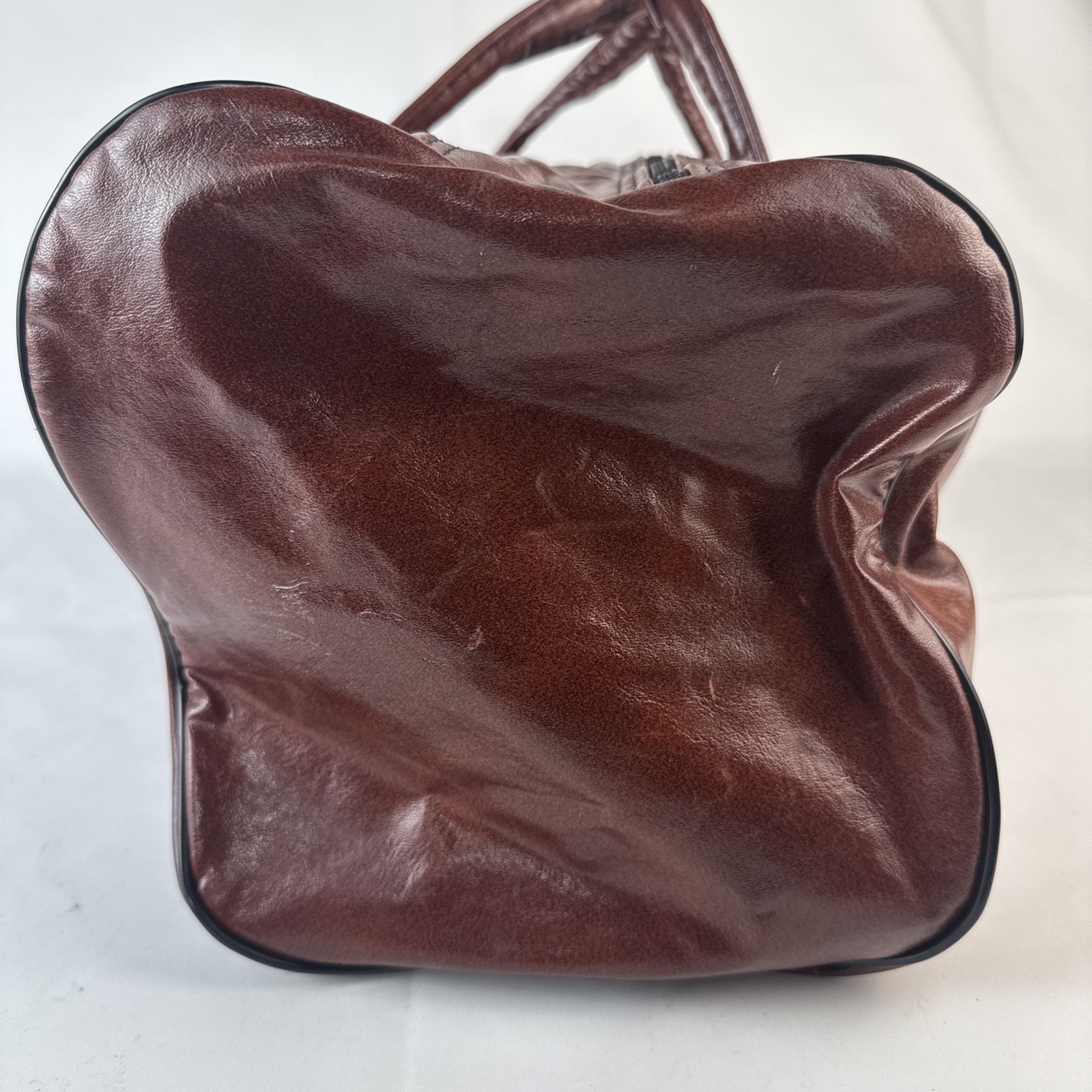Wilson Vintage Spellout Duffle Bag Logo Red Brown Gold Faux Leather Gym Travel