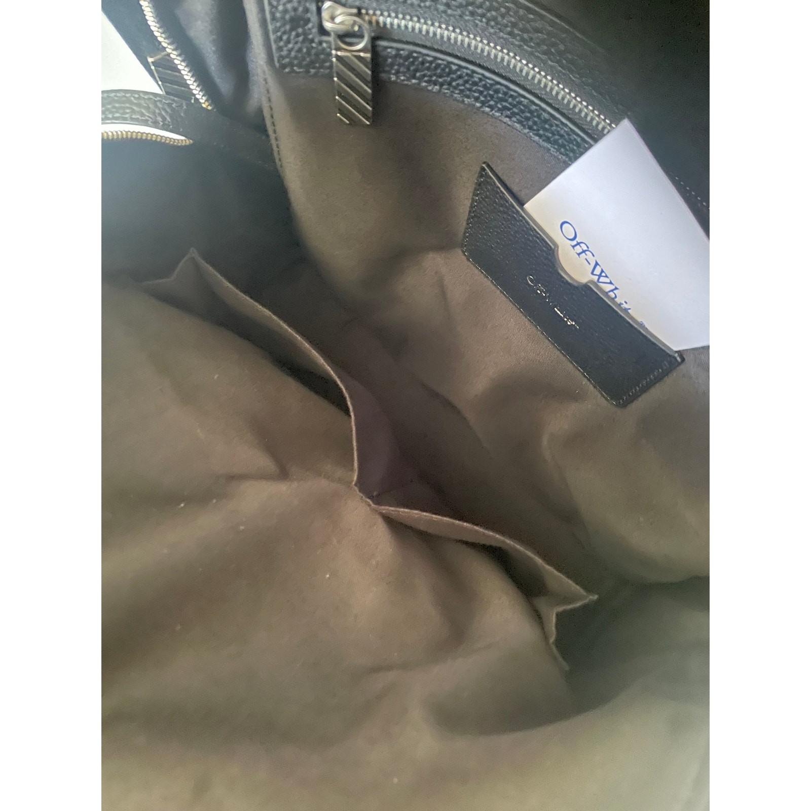 Off-White Industrial Strap Pebbled Leather Backpack Large Diagonal Stripe