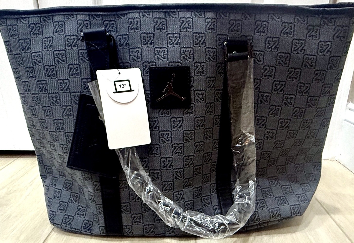 Nike Air Jordan Monogram 13” Laptop Tote Bag Gray/Black NWT Unisex