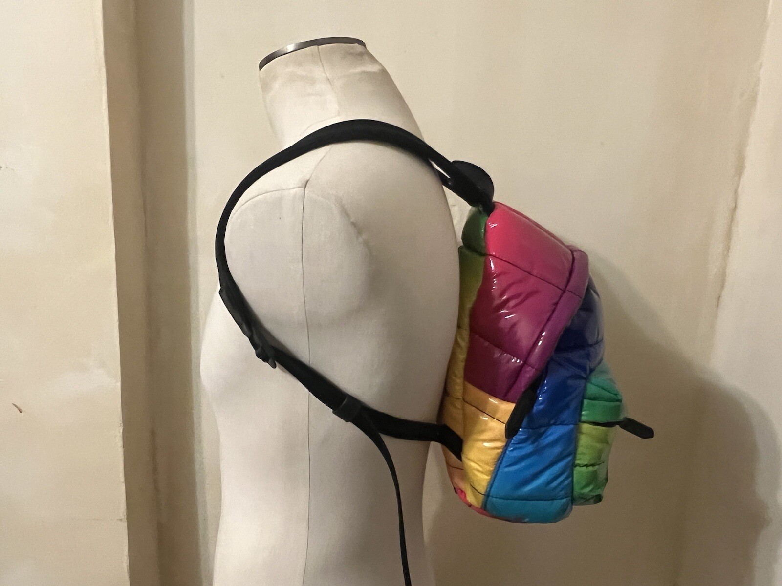 DSQUARED² VERY RARE RAINBOW MULTICOLOR PUFFER SIGNAGTURE SMALL BACKPACK D2