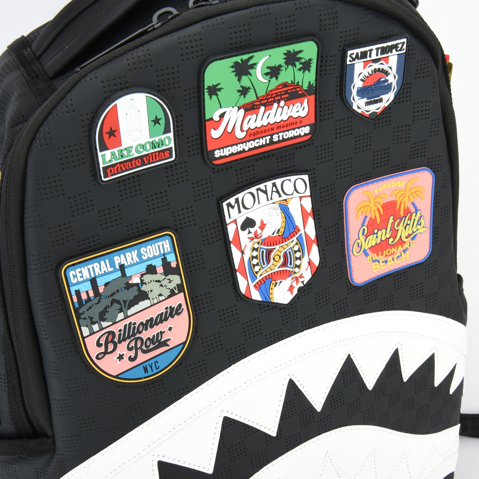 Sprayground Global Mogul Billionaire Shark Leather Bag Backpack Unisex Black