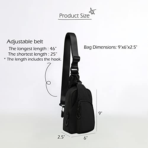 Sling Bag Crossbody Chest Backpack Lightweight Nylon Water Resistant Adjustable