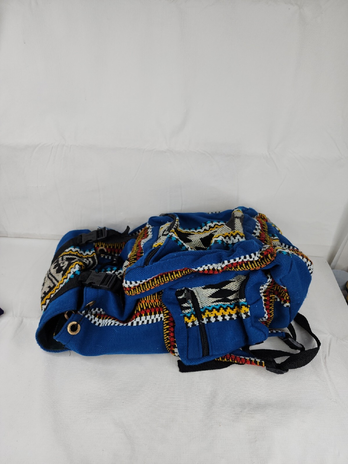 Backpack Boho Deseret Designs Bright Blue Colorful Draw String