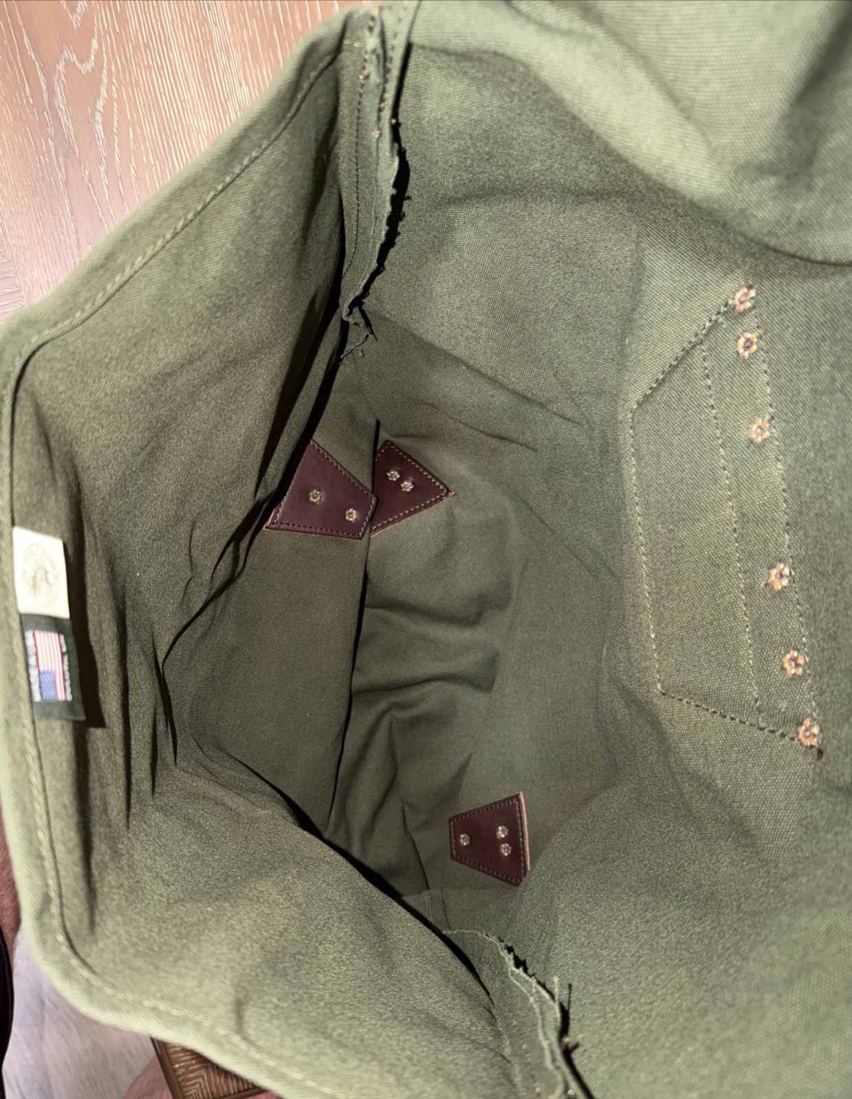 DULUTH PACK #51 Utility Backpack Olive Canvas w/Brown Leather Trim Adjustable