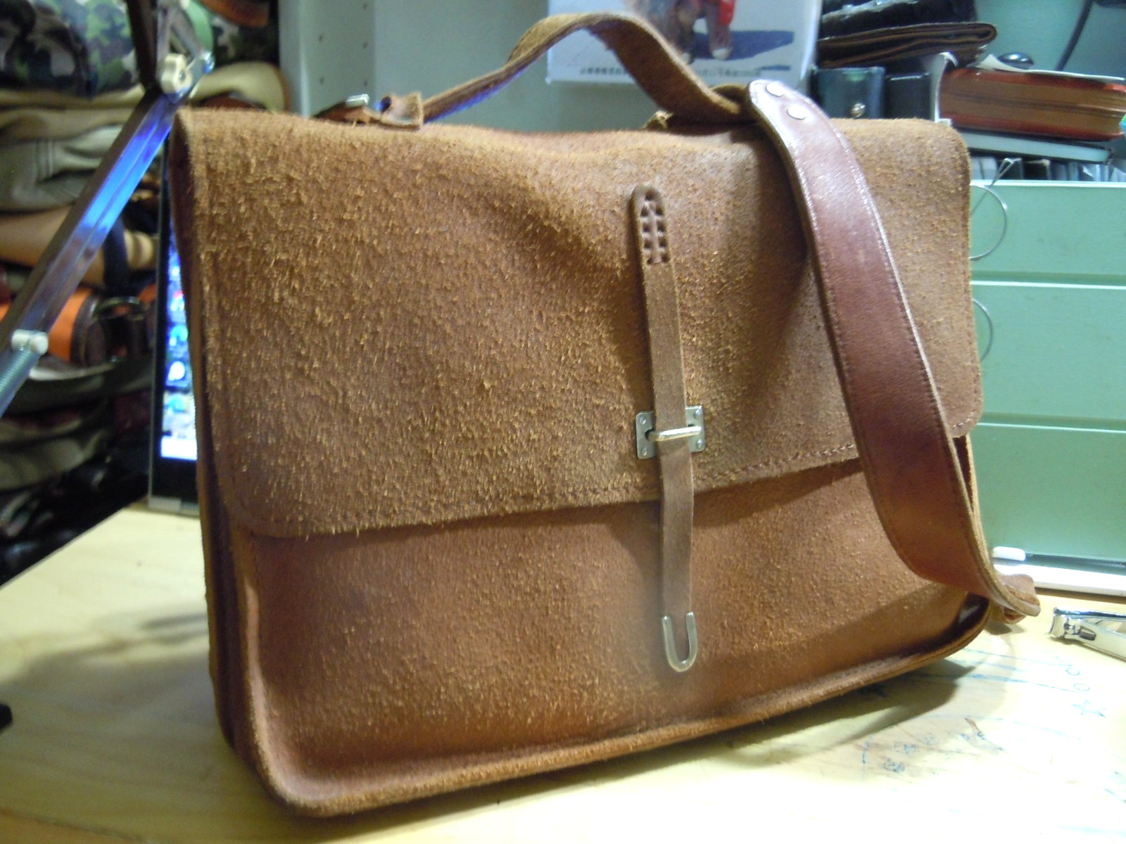 Vintage Billy Kirk Leather Schoolboy Satchel Brown Bag Briefcase Made USA #236