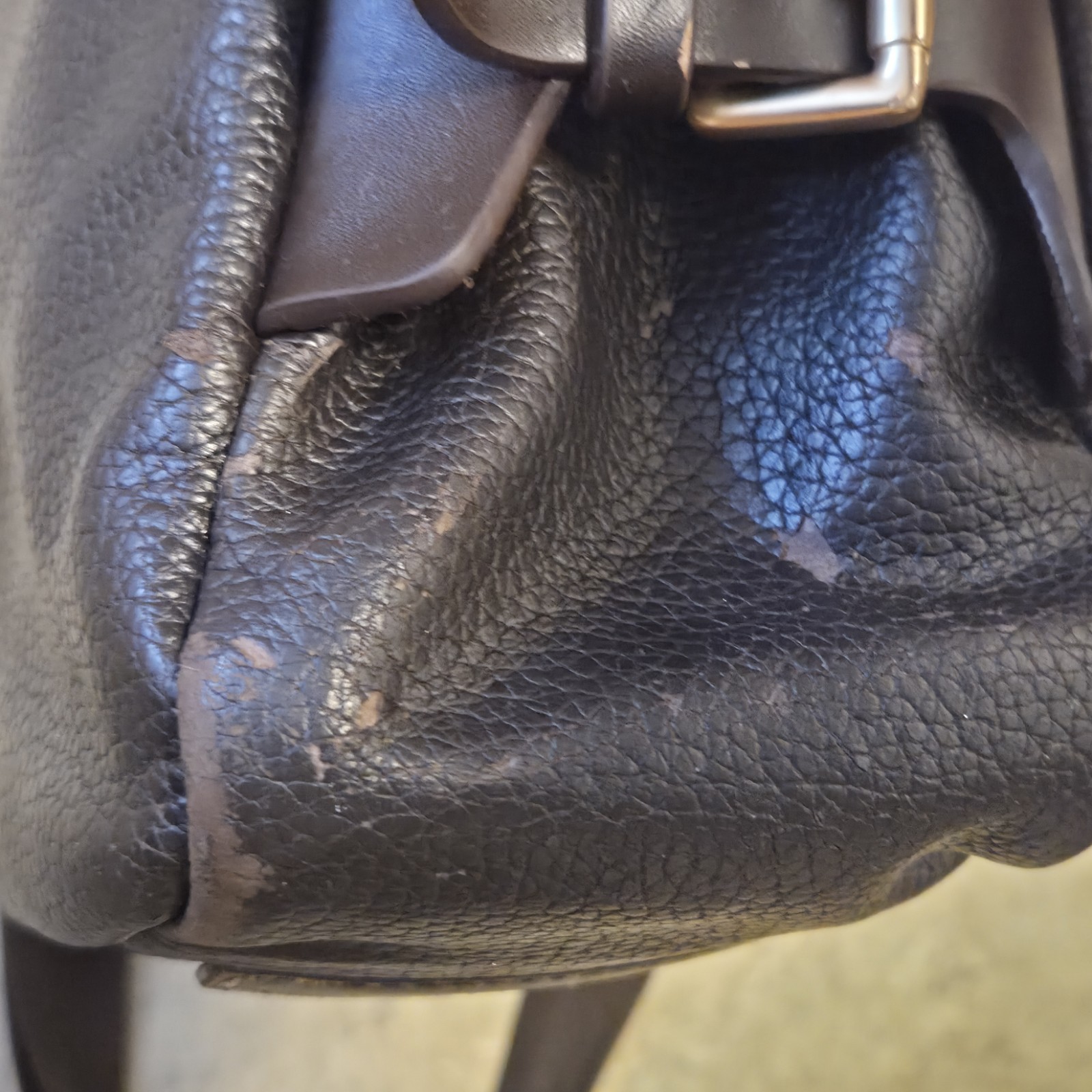 BROOKS BROTHERS Brown Pebbled Leather Men’s Laptop Briefcase Messenger Bag