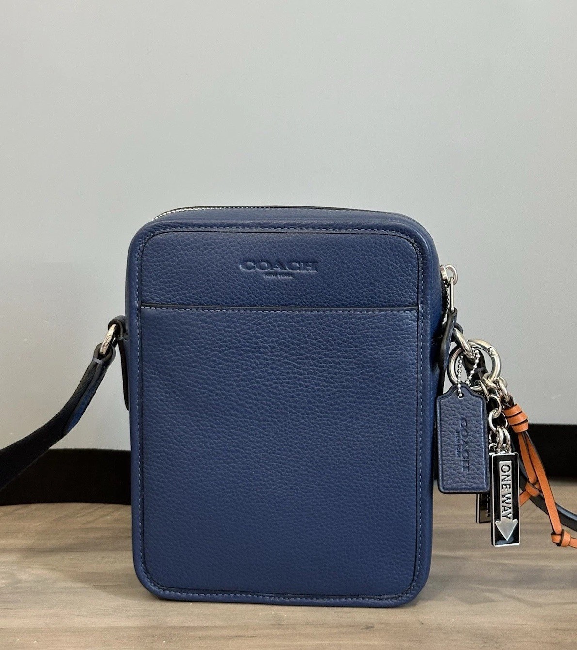 NWT COACH Sullivan Crossbody Bag With Charms Leather Deep Blue Silver CEB93