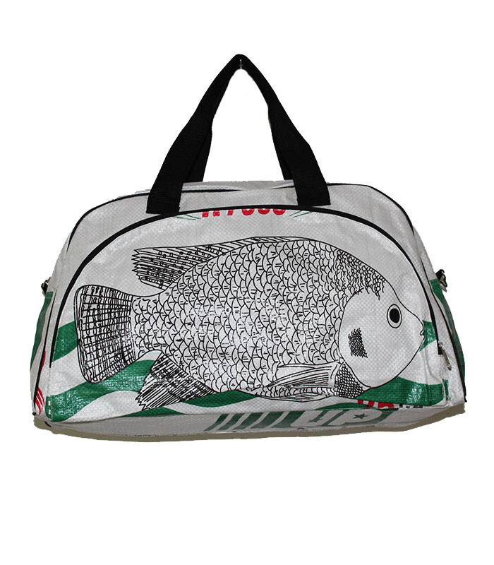 Fair Trade Upcycled Fish Feed Deluxe Cabin Size Travel Bag made in Cambodia