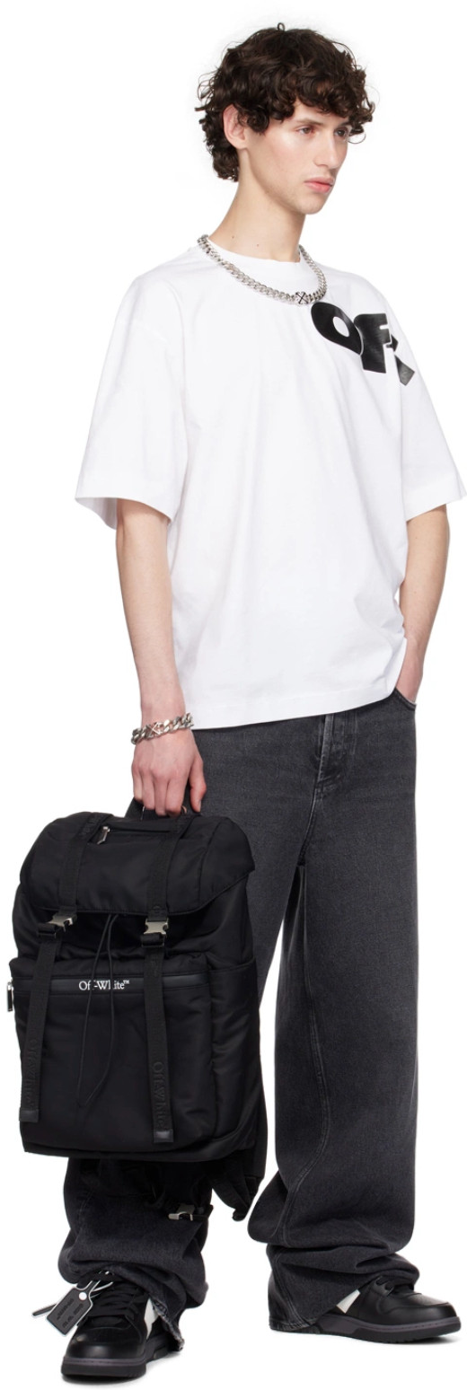 New Limited Off White Flap Backpack Bag with Interior Laptop Compartment