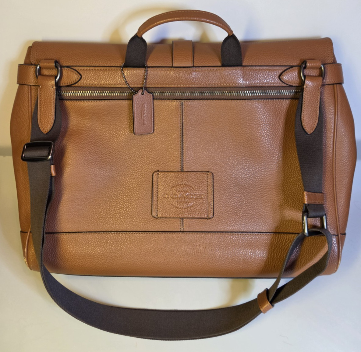 Coach Hudson F36810 Saddle Pebbled Leather Messenger Bag [Missing Buckle]