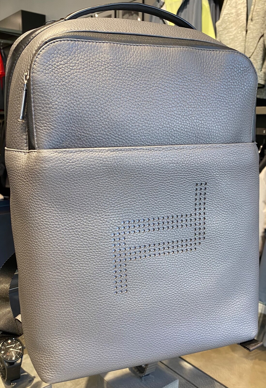 Porsche Design Signature Leather Backpack in Asphalt 4046901647162 MSRP $865