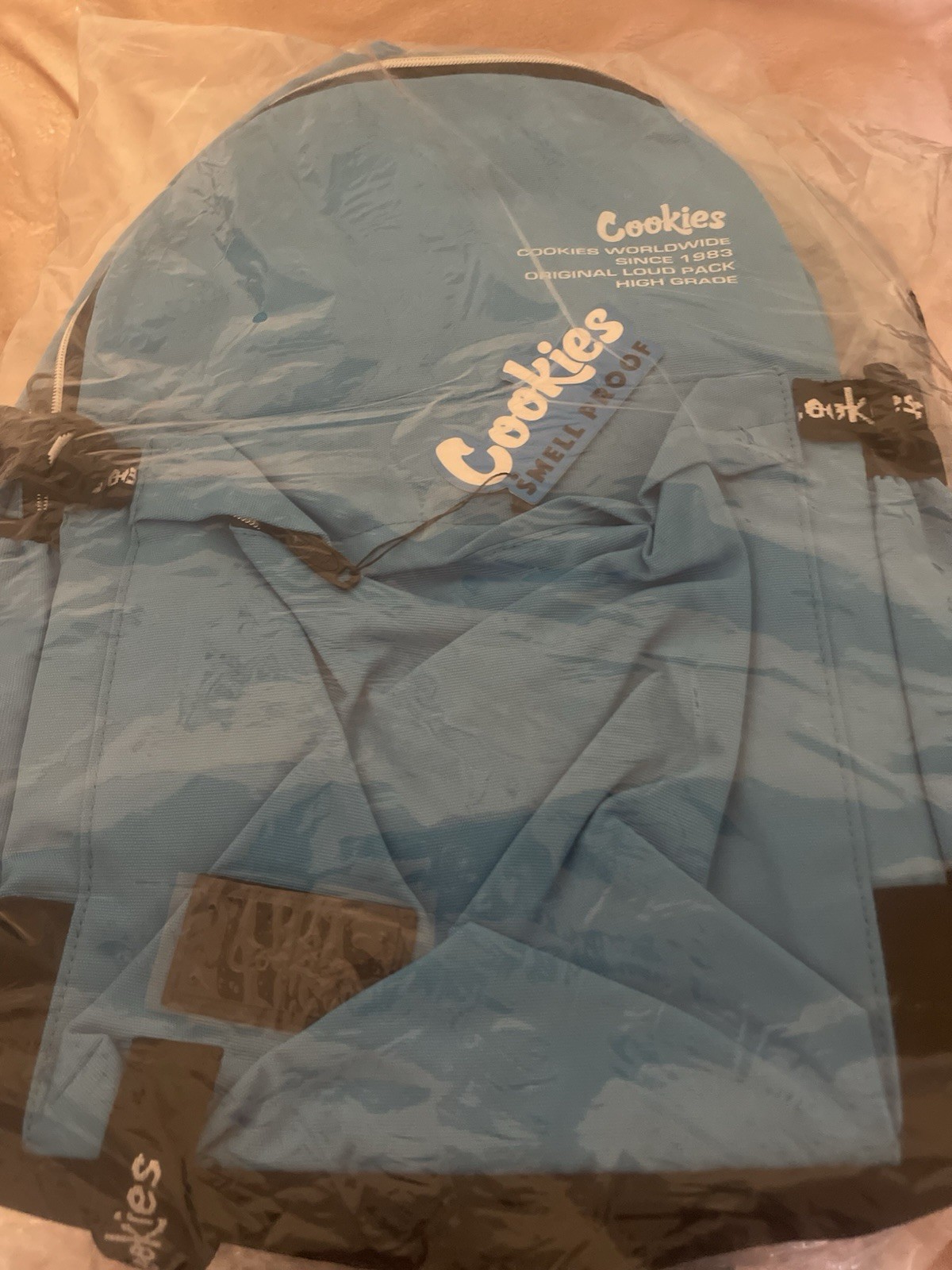Cookies Logo Backpack Blue/Black Medium Zip Closure Pockets Shoulder Strap