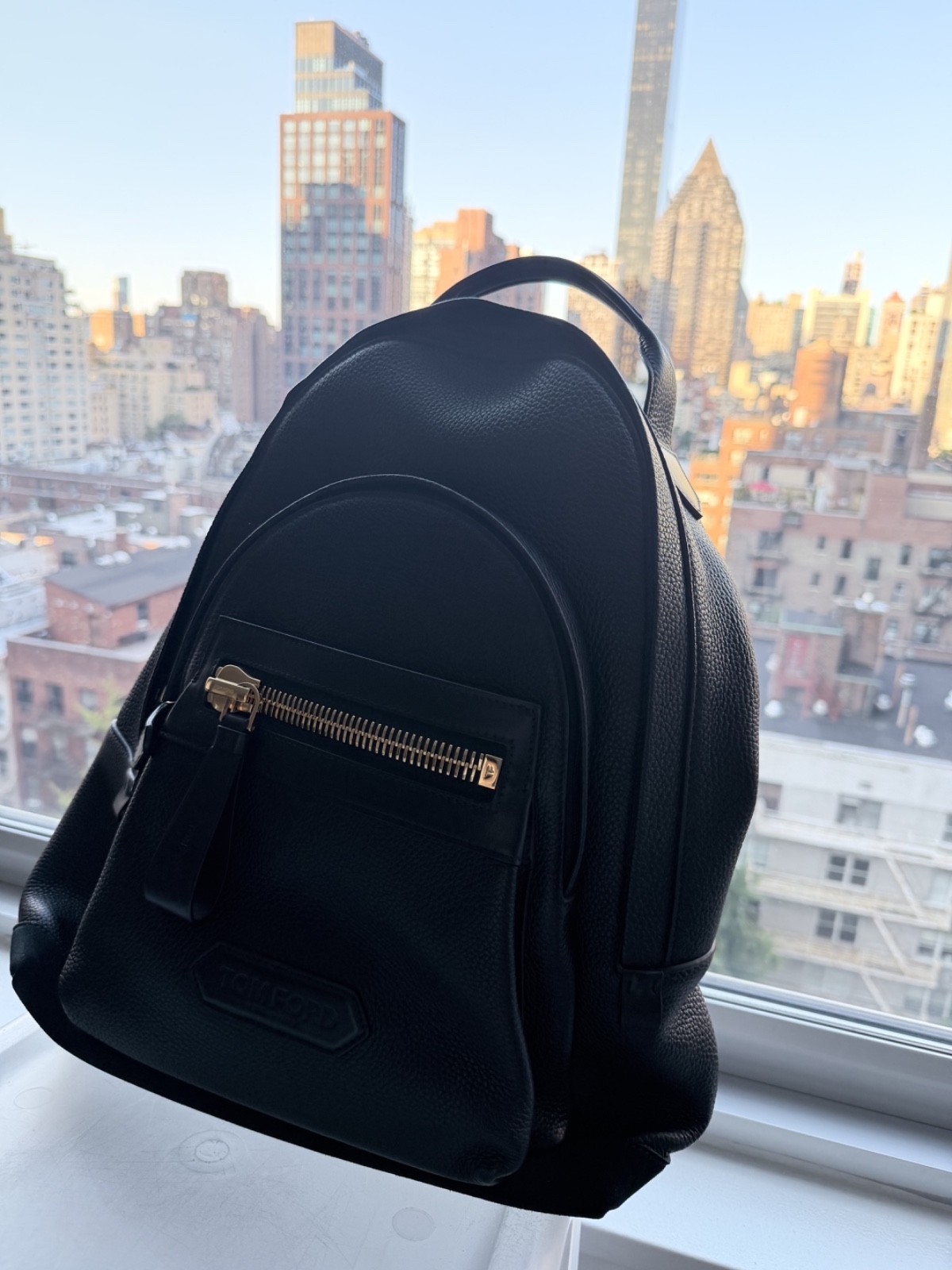 Tom Ford Black Backpack Zip Closure Top Handle Adjustable Strap Pockets