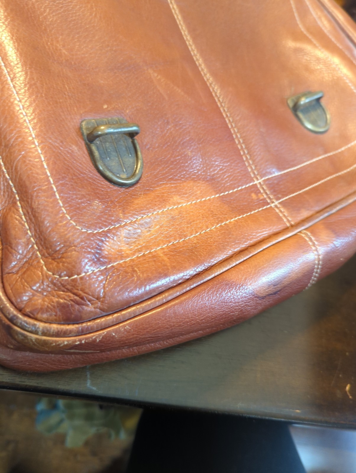 AMERICAN CREW Men’s Leather Messenger Work Bag Crossbody Bag Brown