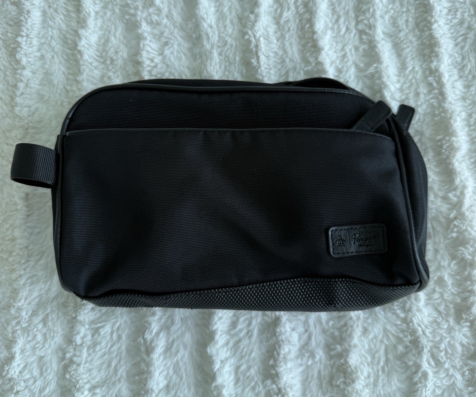 Original Penguin Men’s Canvas Travel Kit Bag Black Toiletries, Dopp Kit