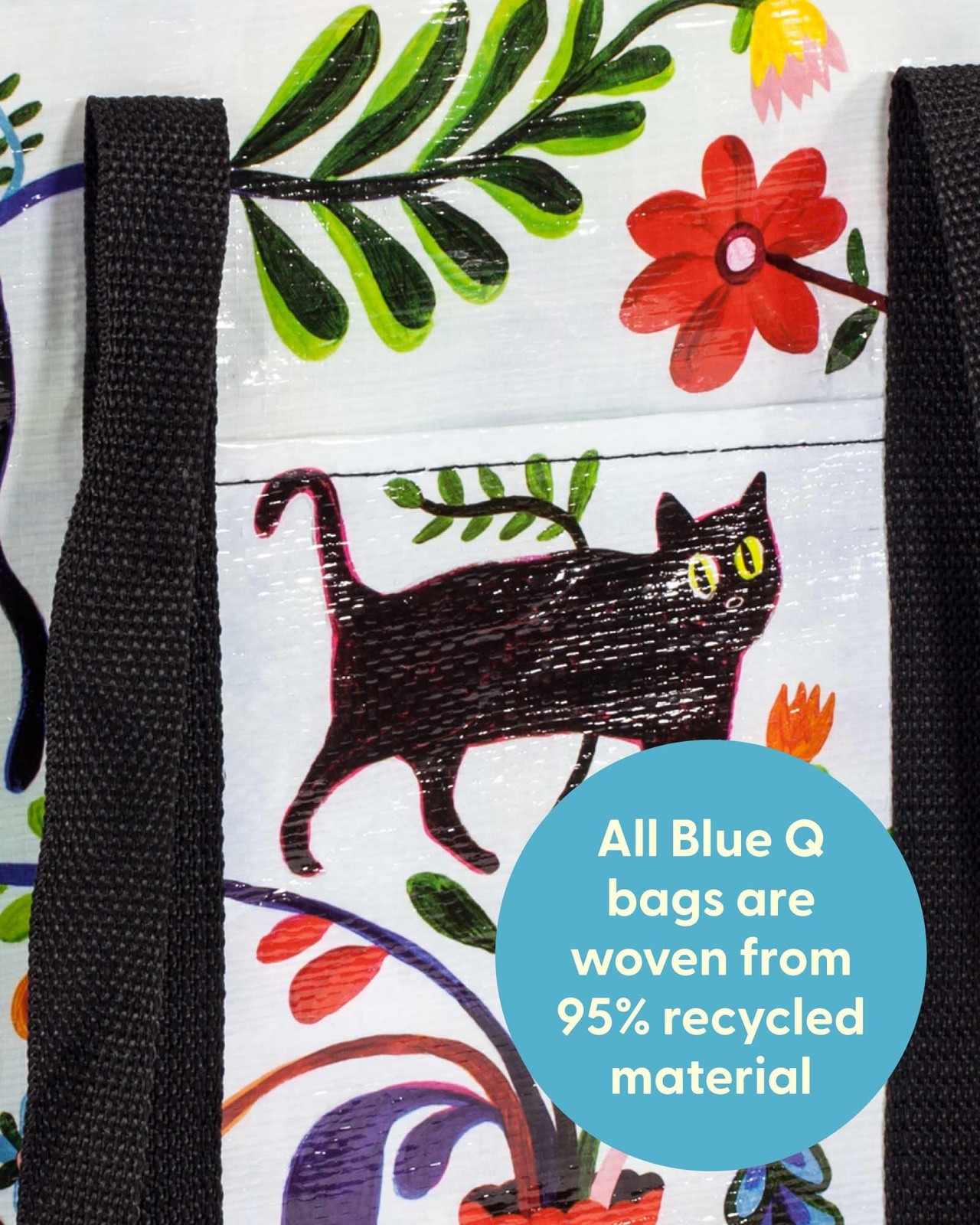 Blue Q Reusable Shoulder Tote Bag – Black Cat – Carry One Size,
