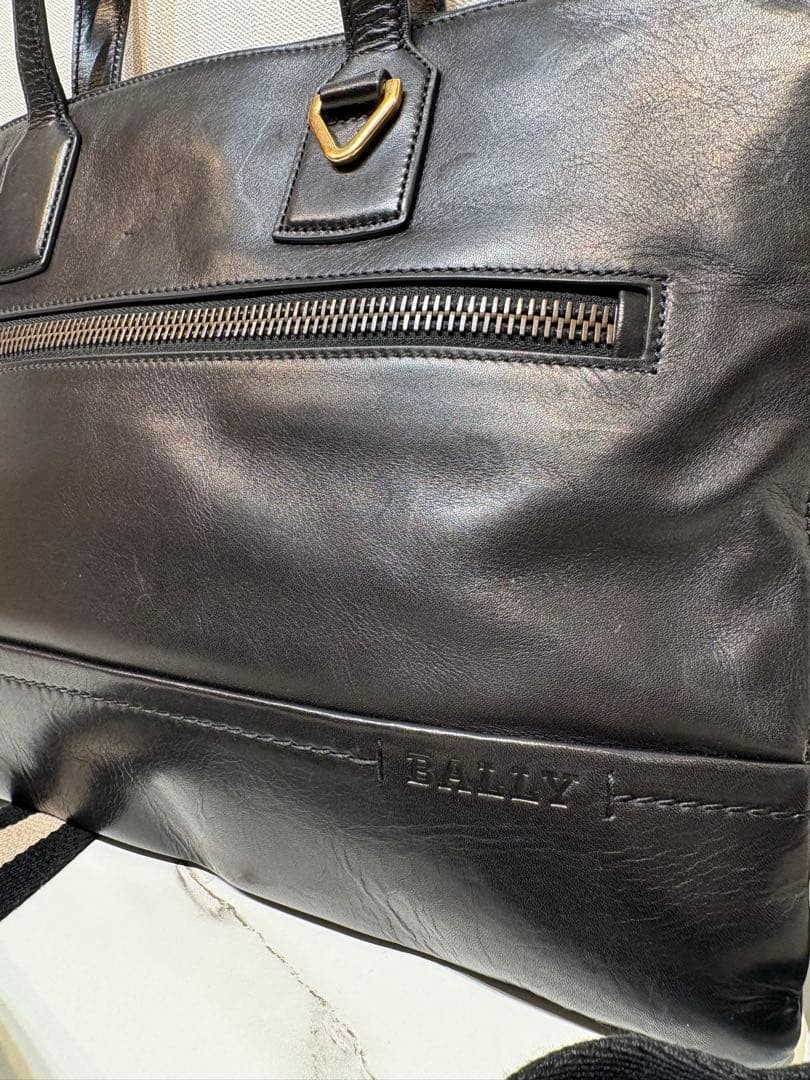 Bally Trainspotting 2Way Briefcase Leather Black Shoulder Bag Used From Japan