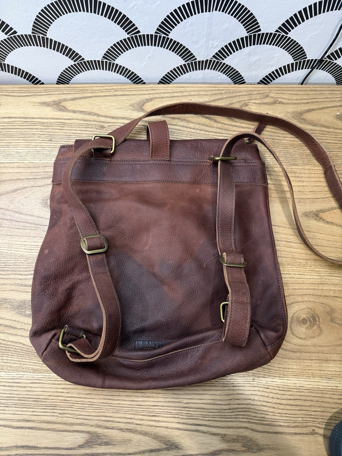 DULUTH TRADING Lifetime Leather Brown Convertible Backpack Crossbody Bag Purse