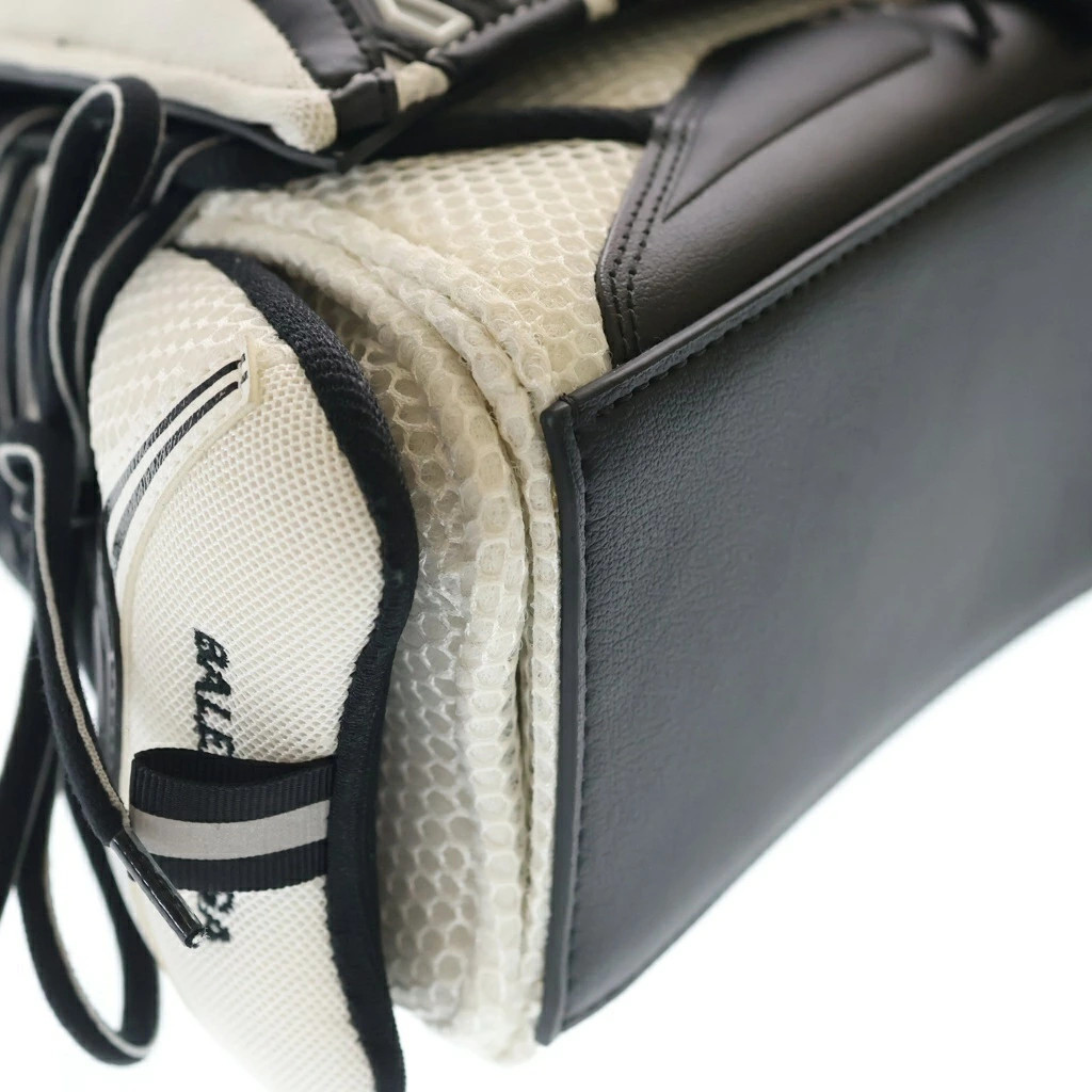 BALENCIAGA Sneaker Head 2WAY Handbag Shoulder Bag Mesh Leather Black White