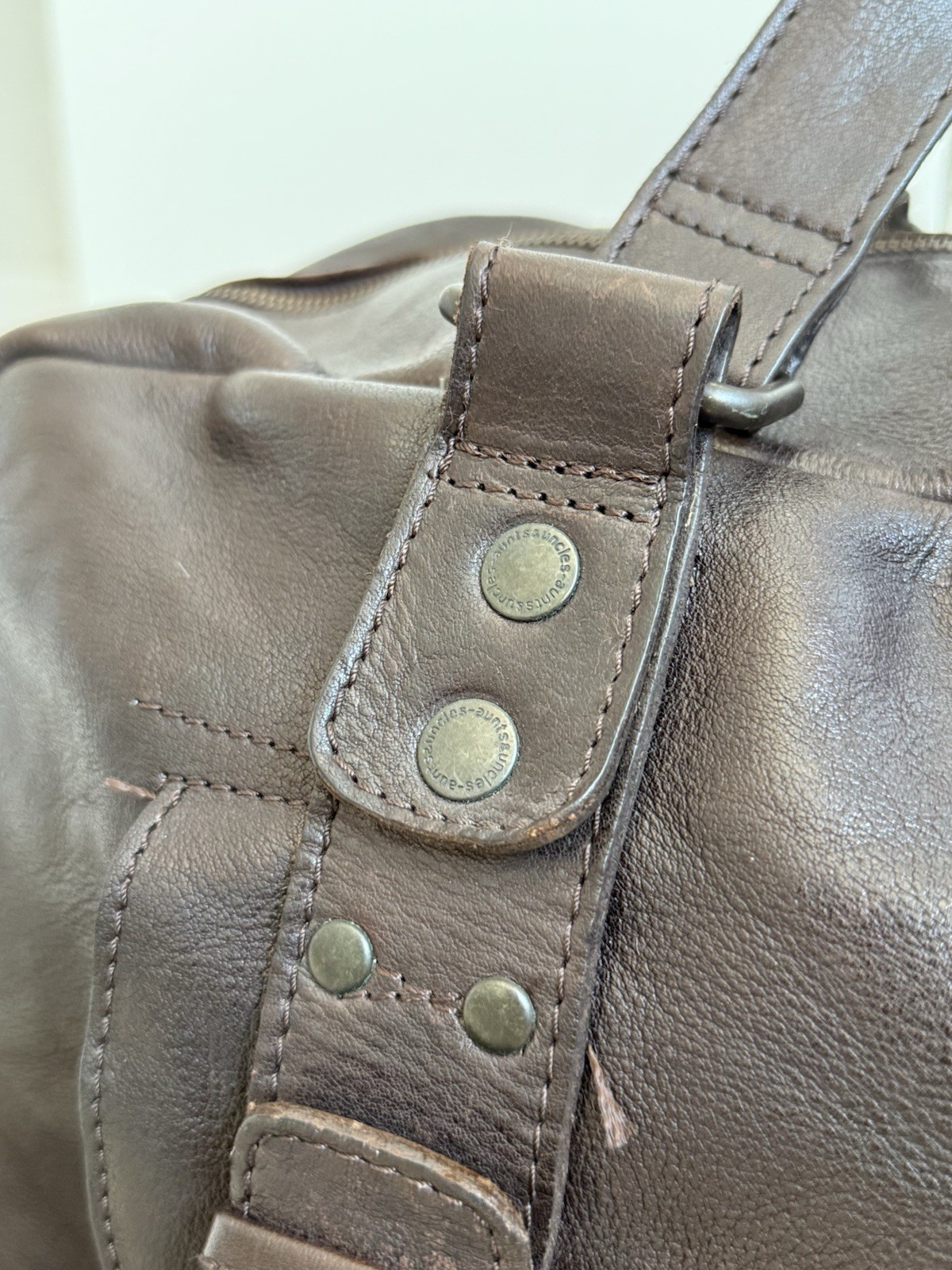 Aunts & Uncles Barber Men’s Leather Travel Weekend Brown Bag Retro Style