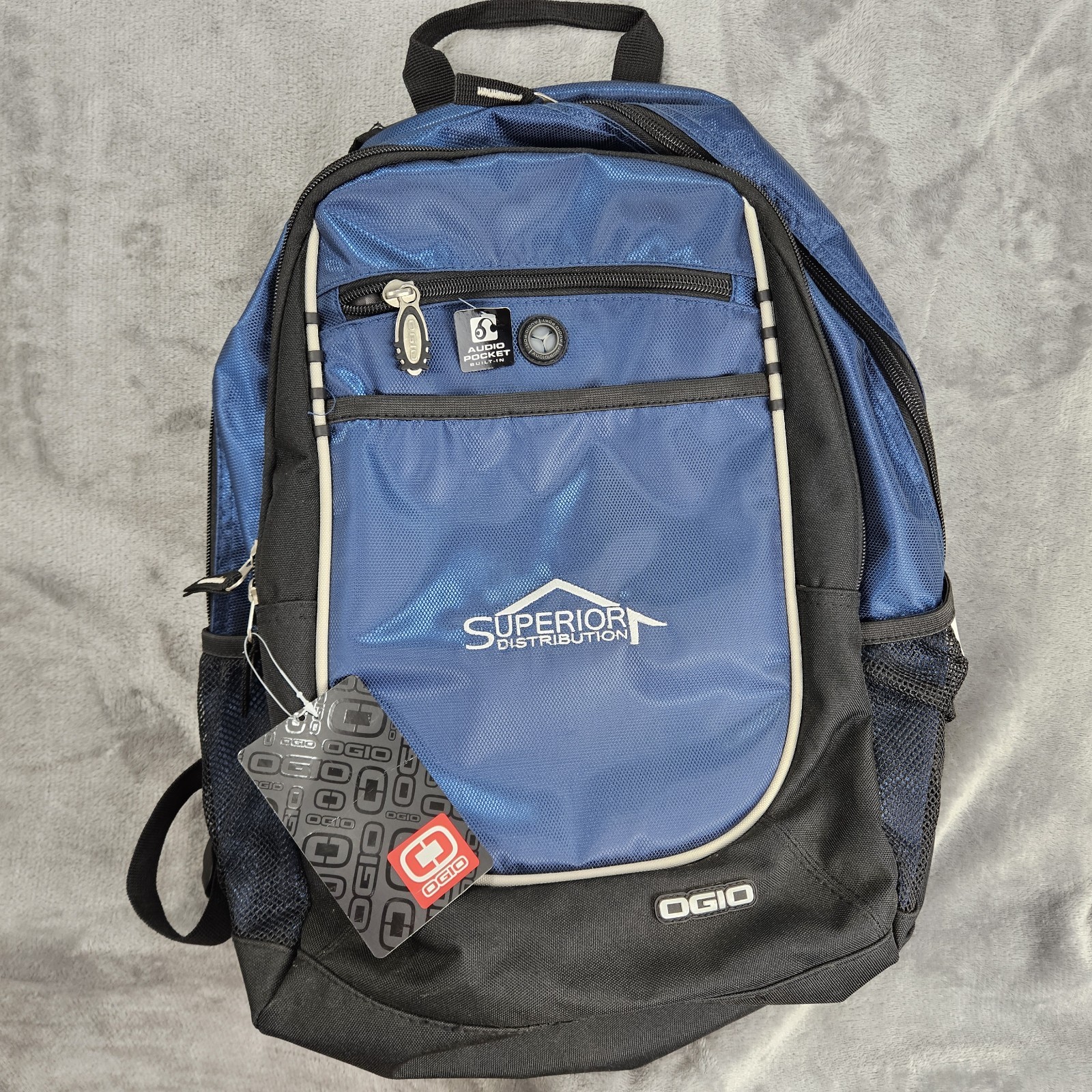 OGIO Carbon Backpack Black Blue Superior Distributio Logo 28L Pack Travel School