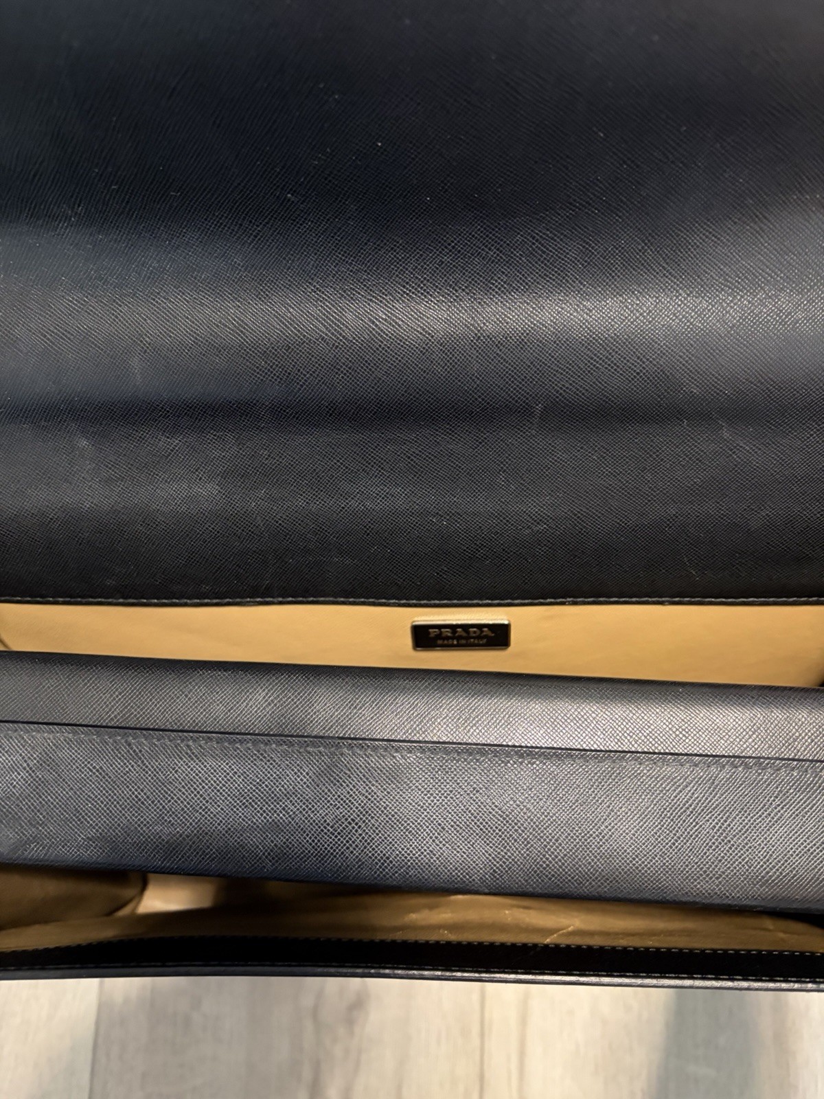Prada Bag Briefcase Business Bag Business Men Leather Genuine Black Dulles Bag