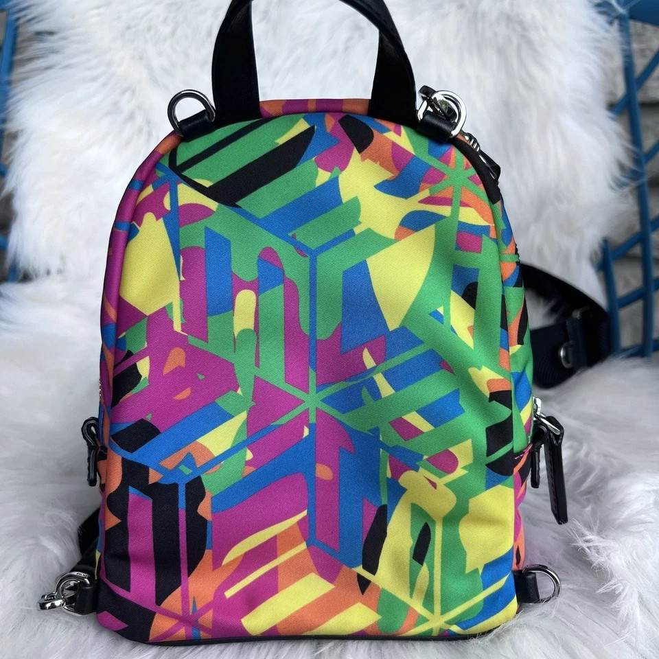 MCM Stark Crossbody Mini Bags Nylon Multicolor Multi Pocket Zip Closure $900