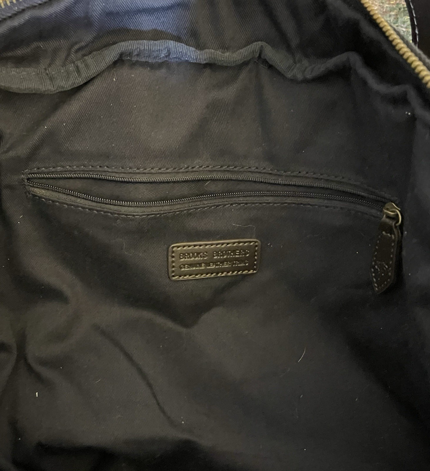 Brooks Brothers Briefcase Navy W/ Brown Leather Handles 100 % Authentic