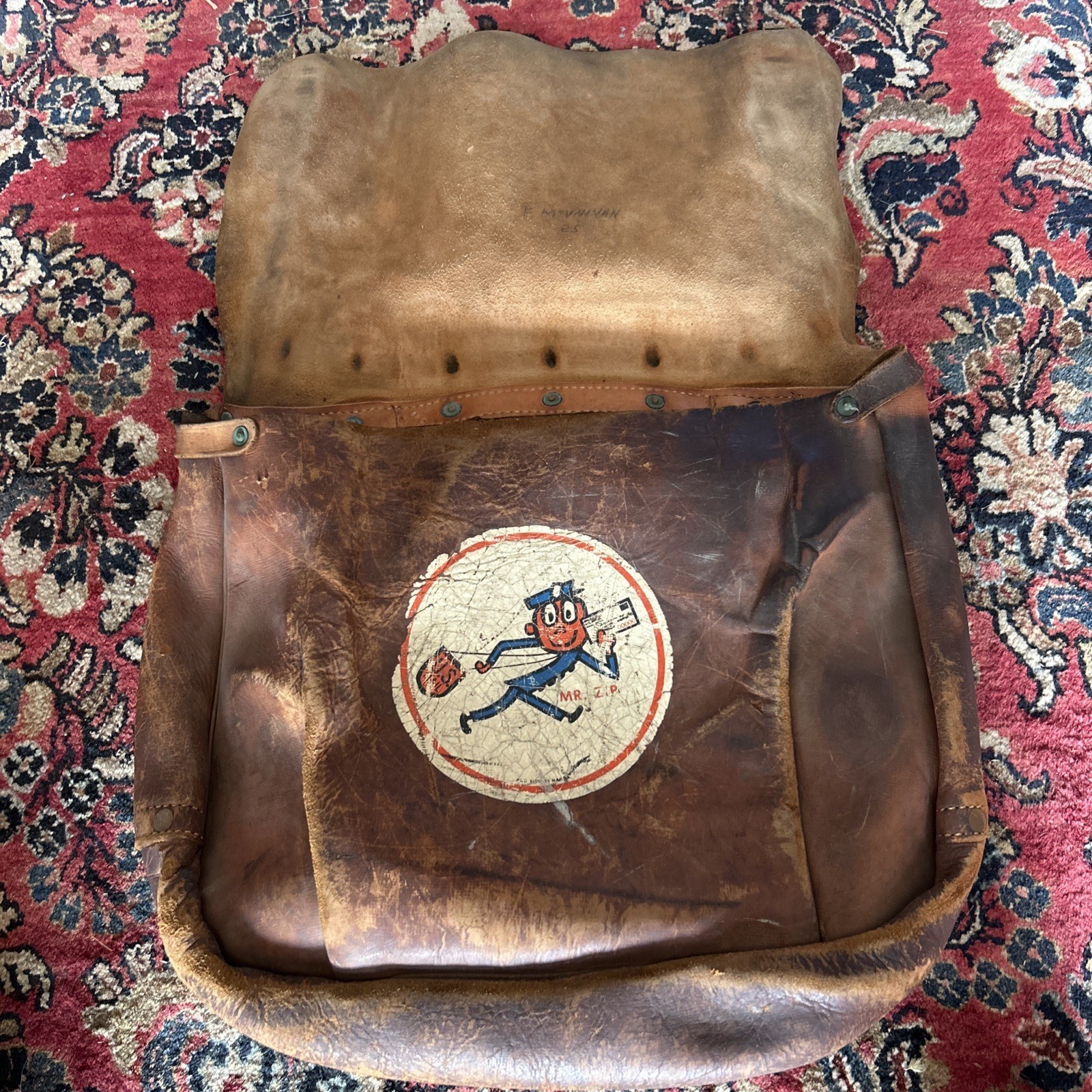 Rare Vintage USPS 1961 Bona Allen U.S MAIL Mr Zip Postal Leather Carrier Bag