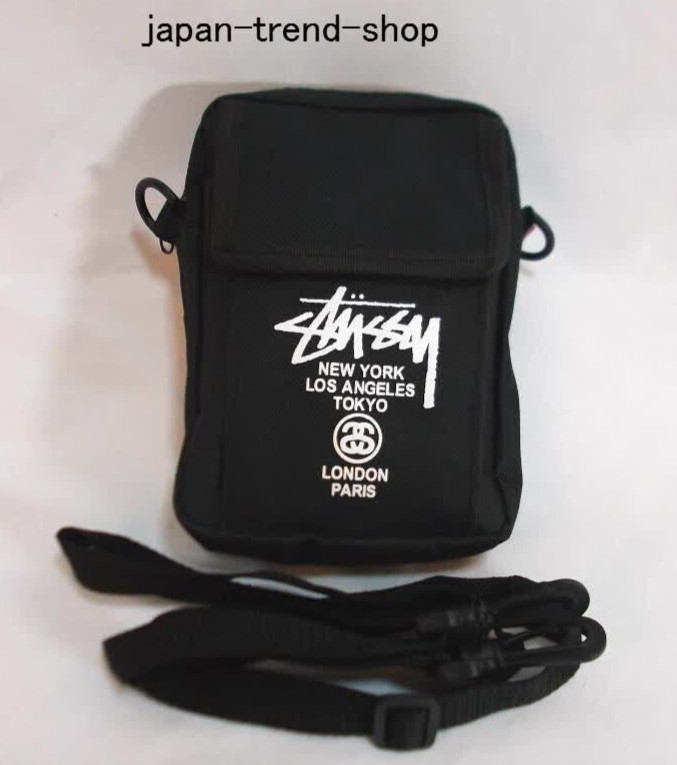 STUSSY Mini Shoulder Bag Crossbody Pochette Pouch Black Magazine Smart Appendix