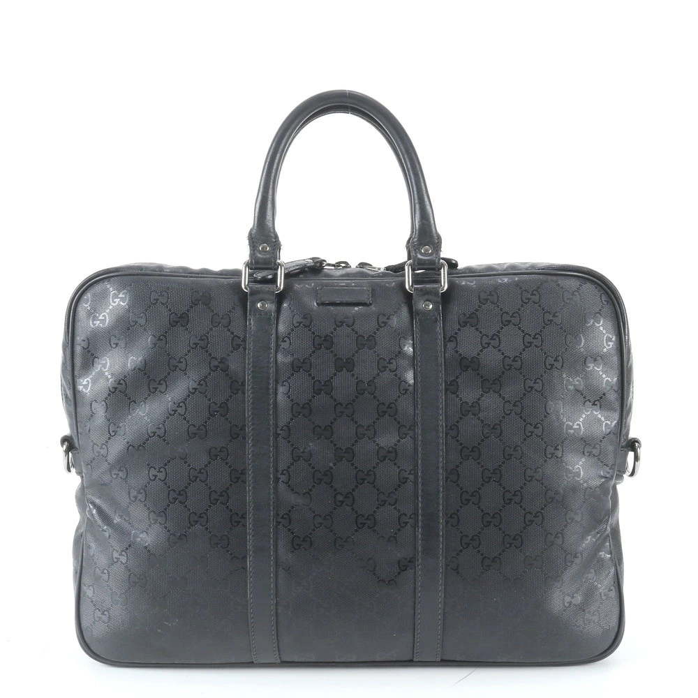 Gucci GG Leather Tote Bag Black Coated Canvas 42cm x 29cm Excellent