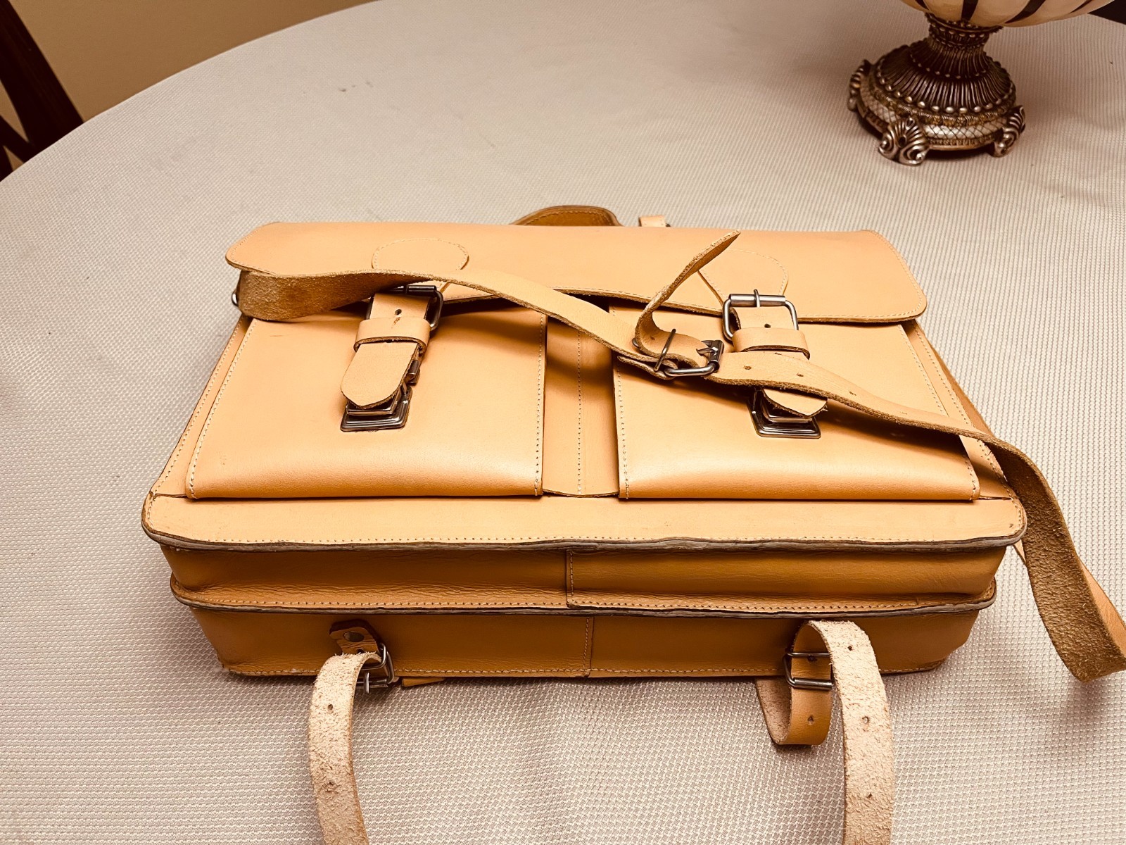 Natural Tan Saddle Leather Briefcase / Messenger Bag / Backpack – Germany