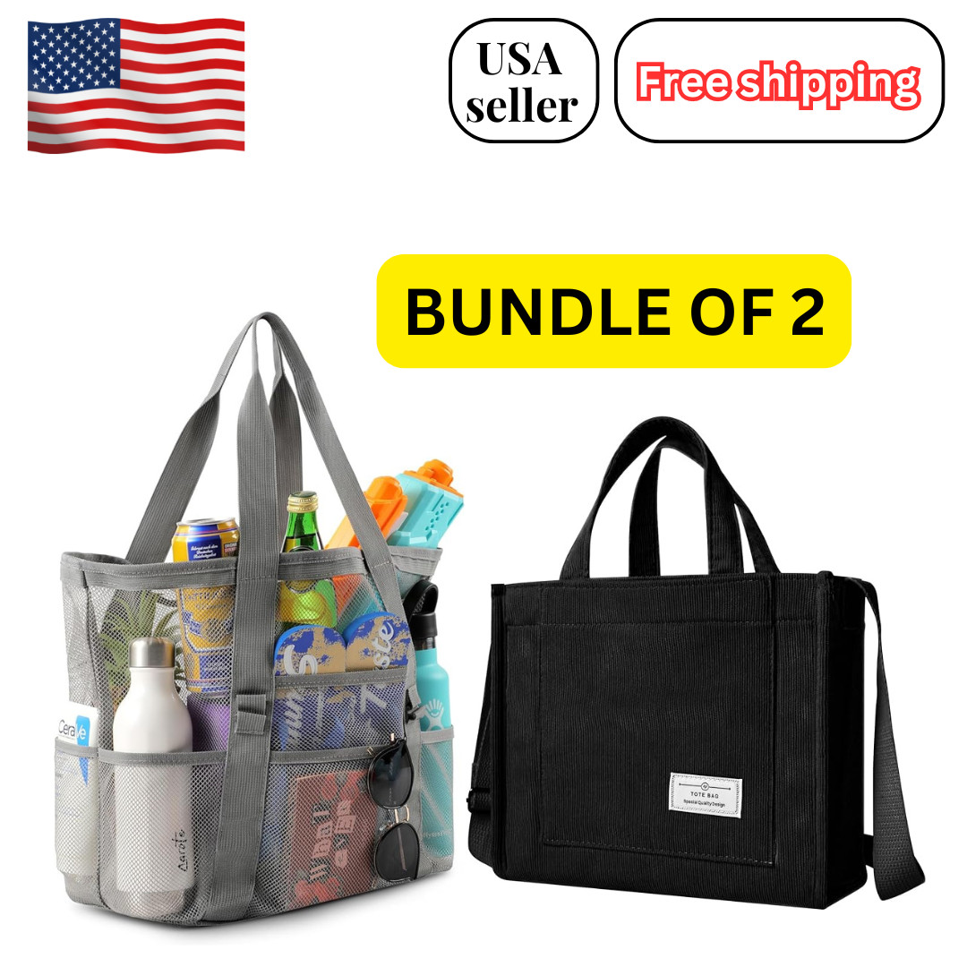 LEVOTIYER LARGE 8 POCKETS BEACH BAG & PLENEAL BLACK SHOULDER BAG *FREE SHIPPING*