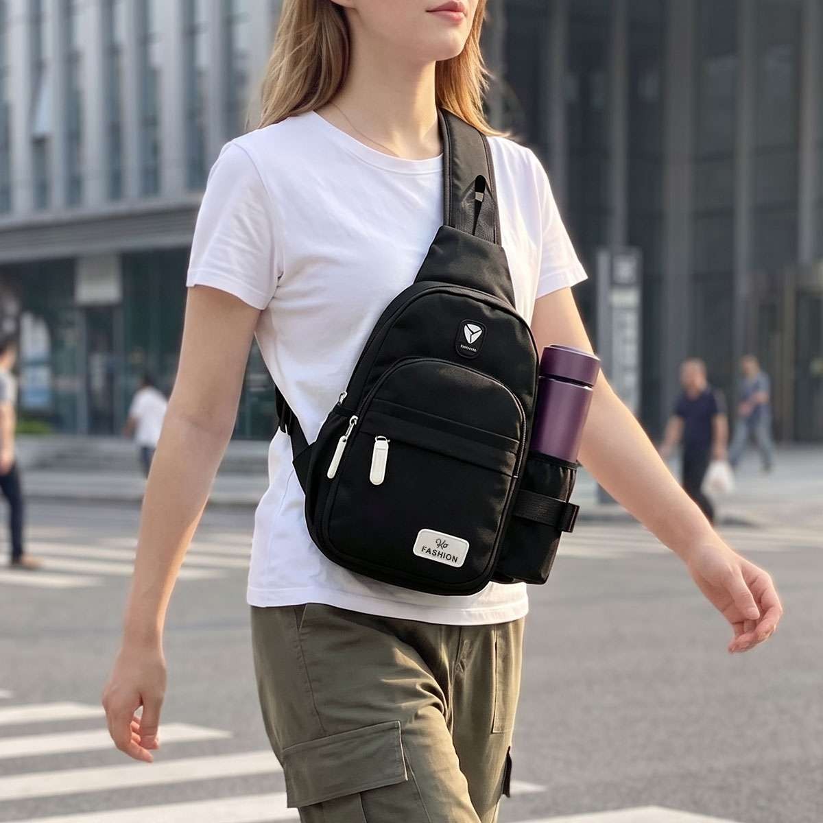 Men Women Nylon Crossbody Shoulder Cycle Sling bag Chest Daily Travel Backpack