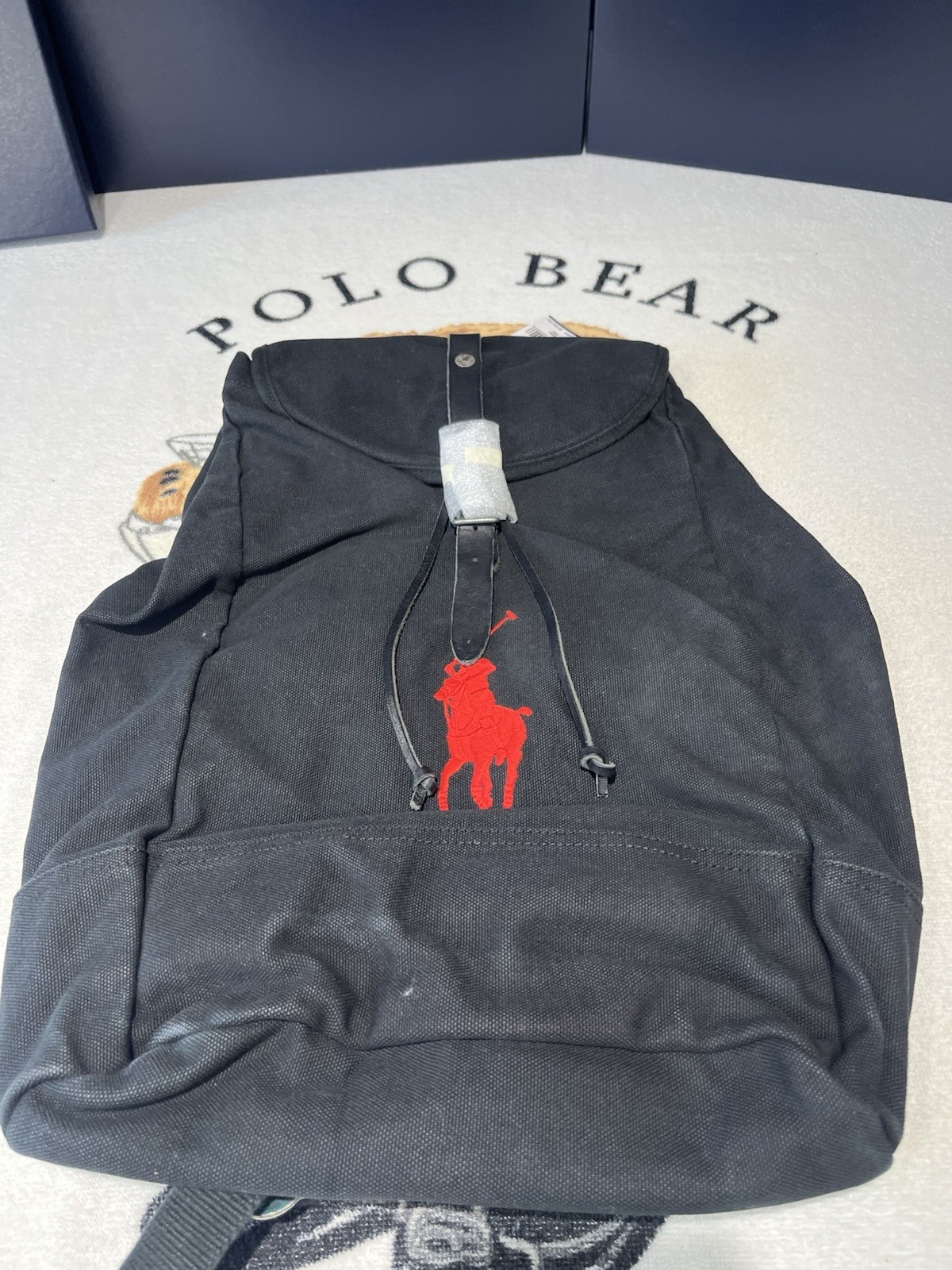 ✝️ ⭐️ Polo, Ralph Lauren black Backpack Duffel Bag New Deep Double Pockets.