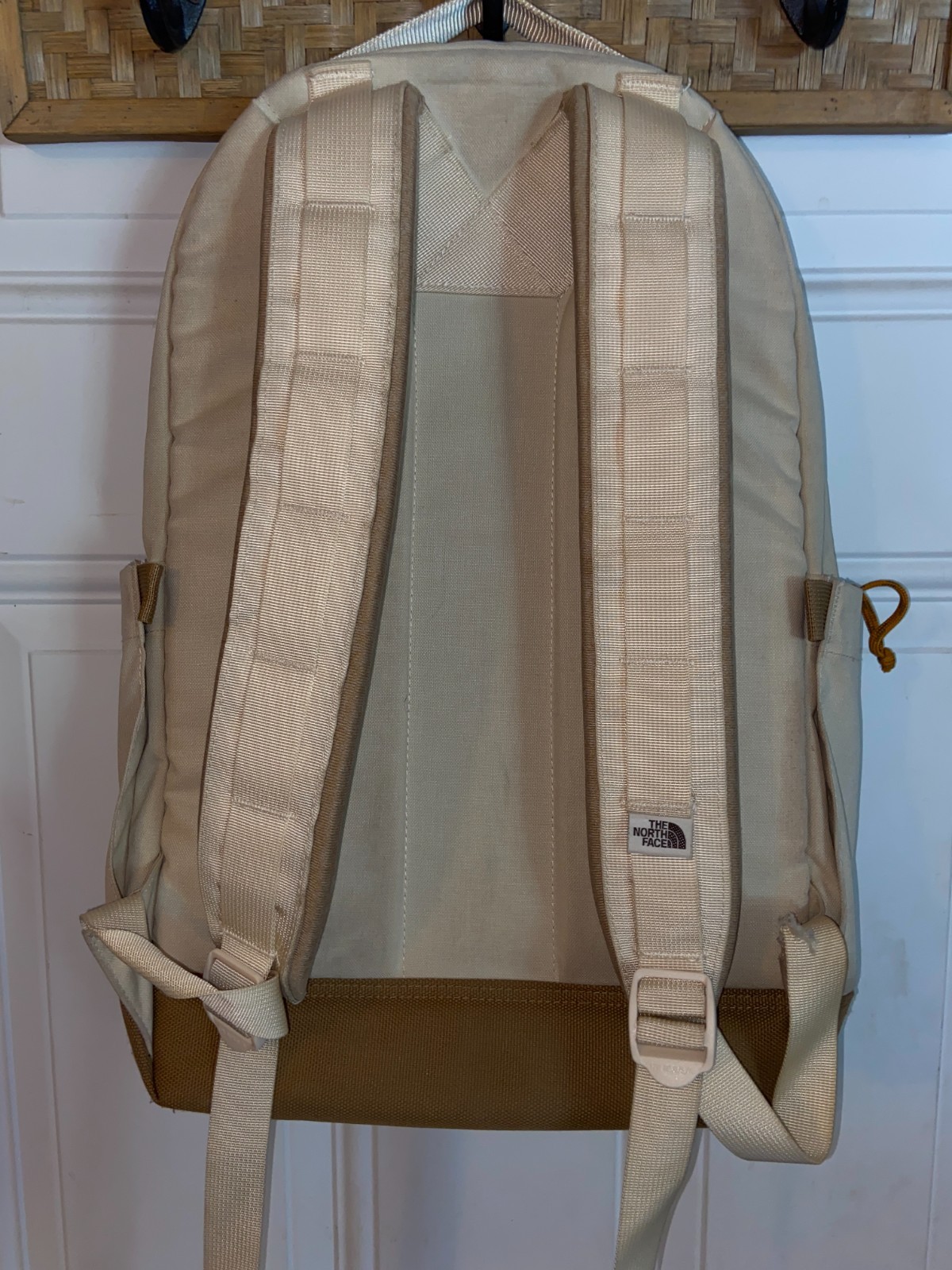 North Face Daypack Backpack Beige/White/ Brown, laptop separator Gorpcore Hiking