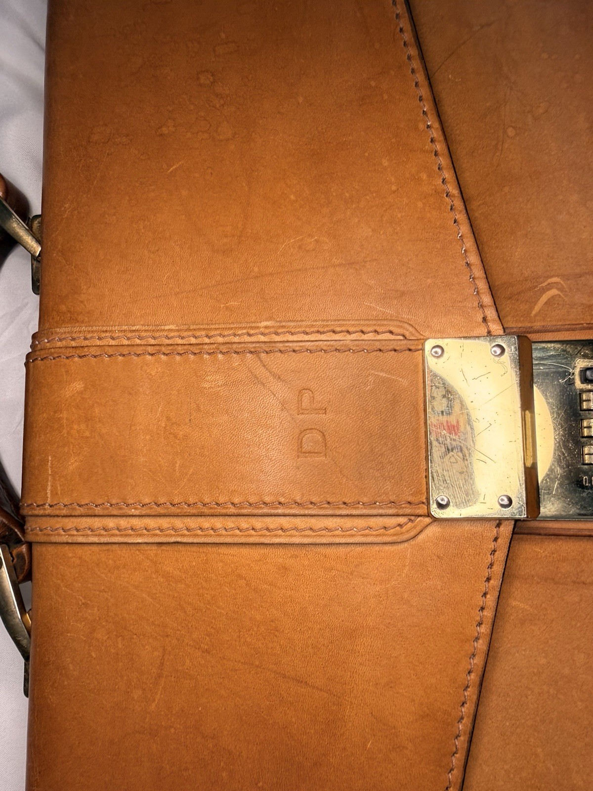 DP Men’s Brown Briefcase/Document Case Combination Lock Top Handle Inner Pockets