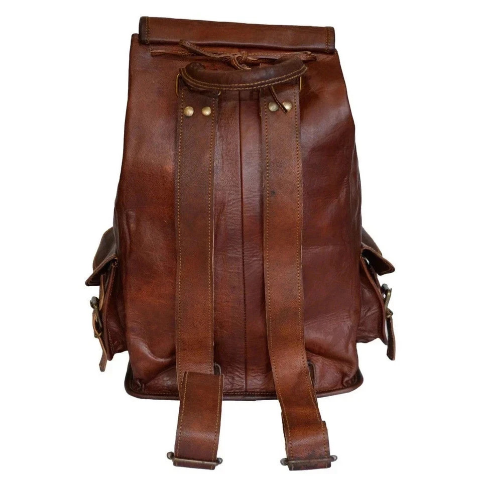 Explore Leather Bag Goat Genuine Laptop Rucksack Vintage Travel Men’s Brown Men