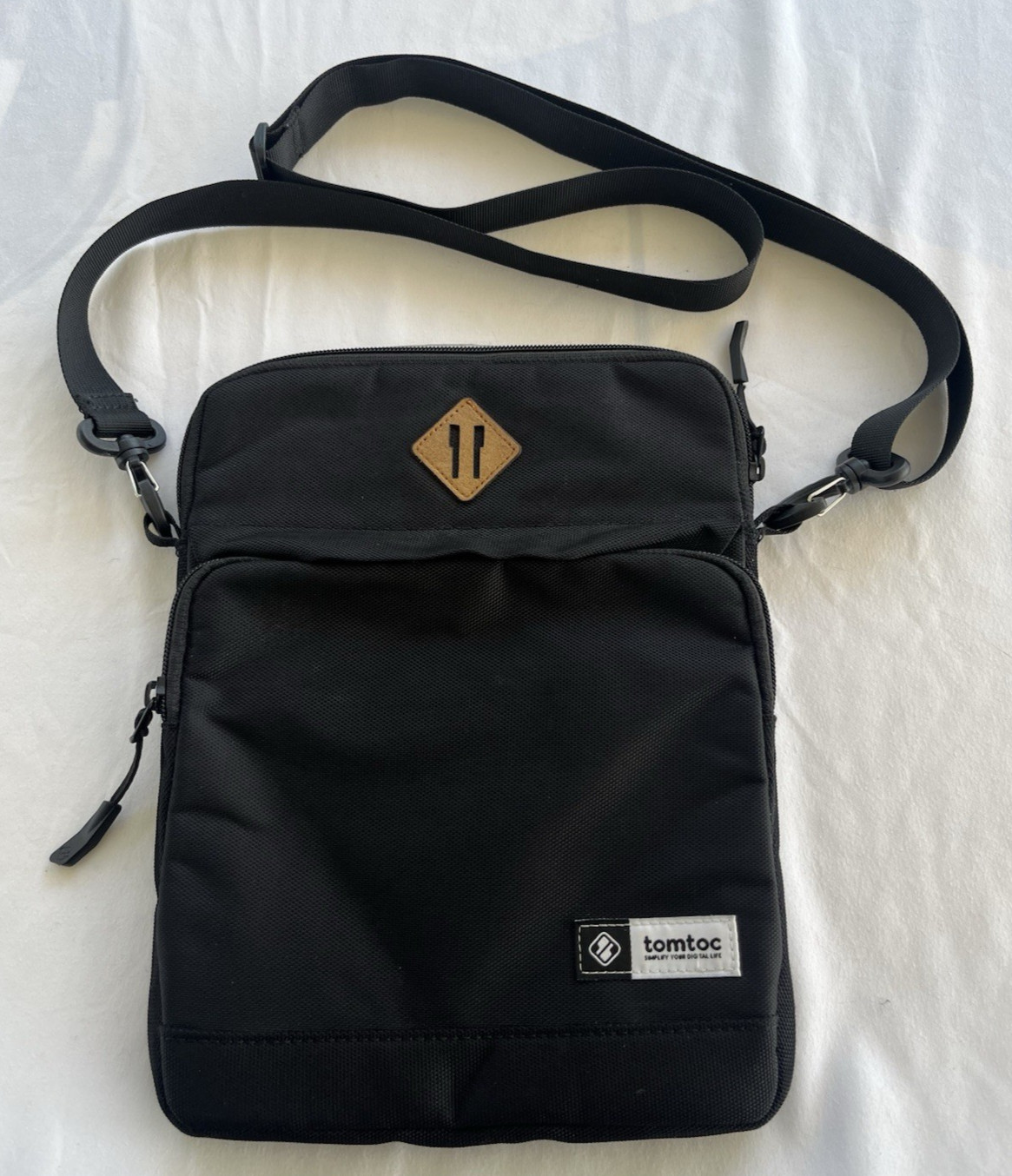 Minimalist Crossbody Tech Bag Black Tomtoc Sling Travel Organizer Pouch