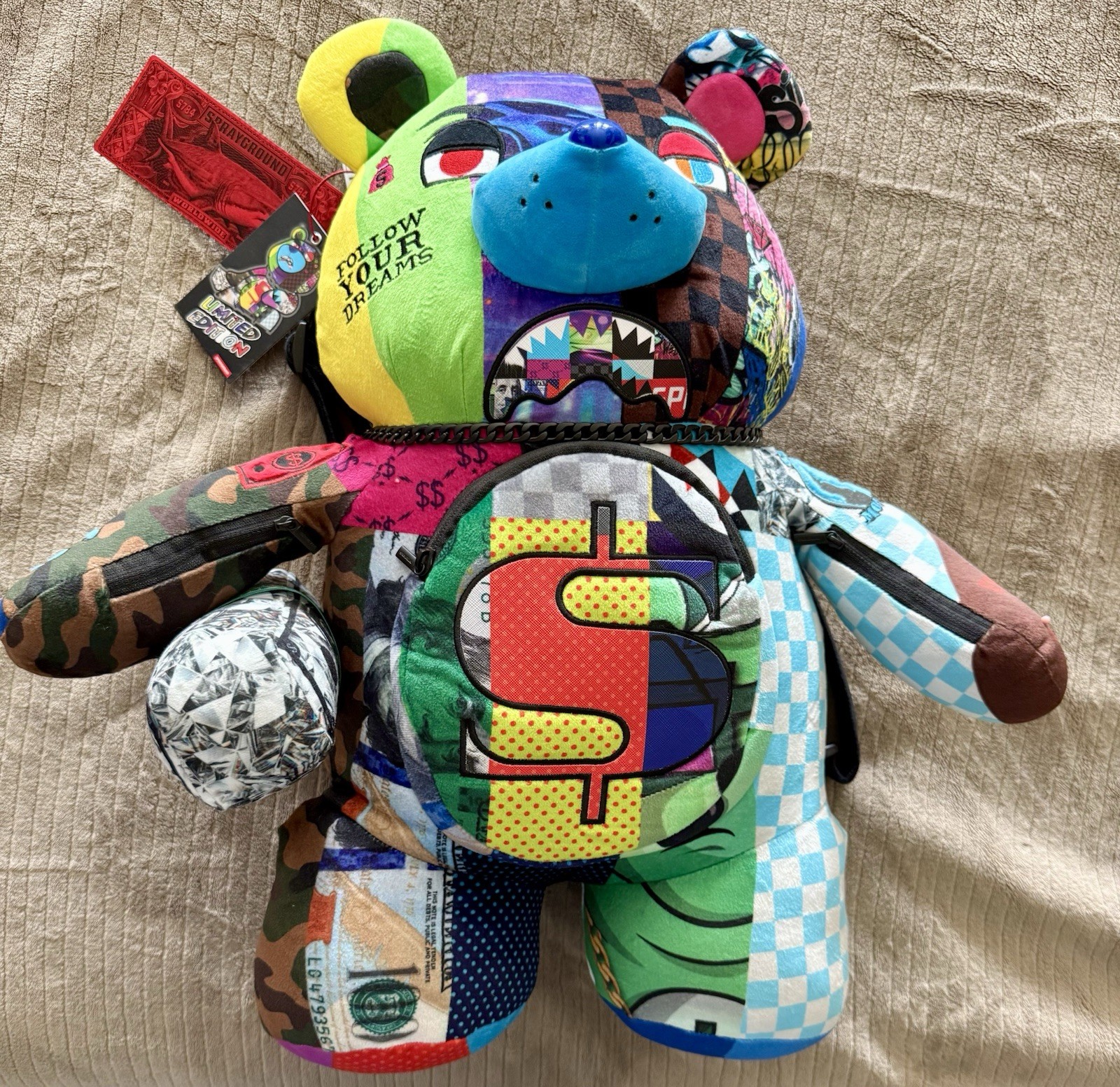 SPRAYGROUND SHARK MASTERPIECES MONEYBEAR TEDDYBEAR BACKPACK “WONDERFUL MIND”
