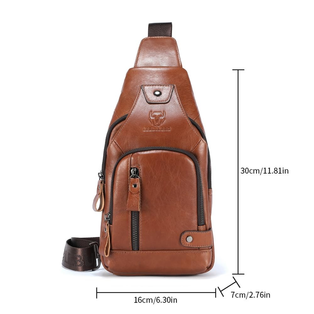 Sling Bag for Men Genuine Leather Chest Bag Crossbody Backpack Travel Hiking …