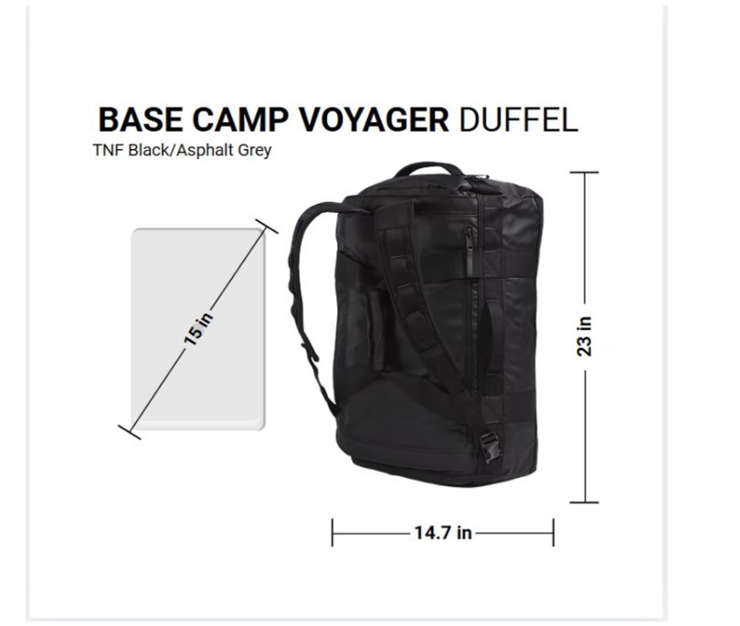 THE NORTH FACE Base Camp Voyager Duffel—42L – PFAS Free, TNF Black/TNF White-NPF