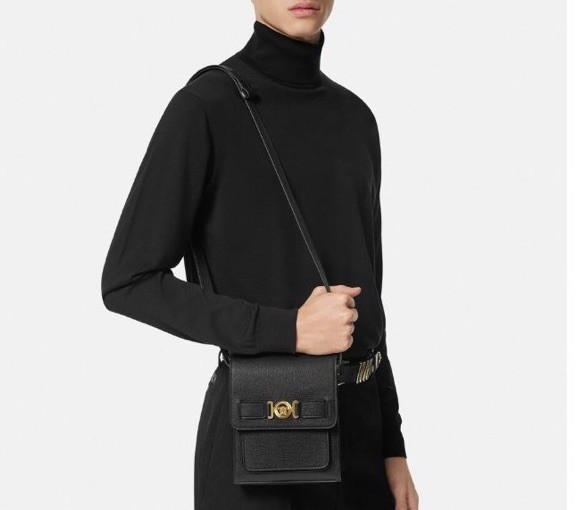 Versace Medusa Biggie Black Vertical Crossbody Leather Bag 1017068 NWT $1450