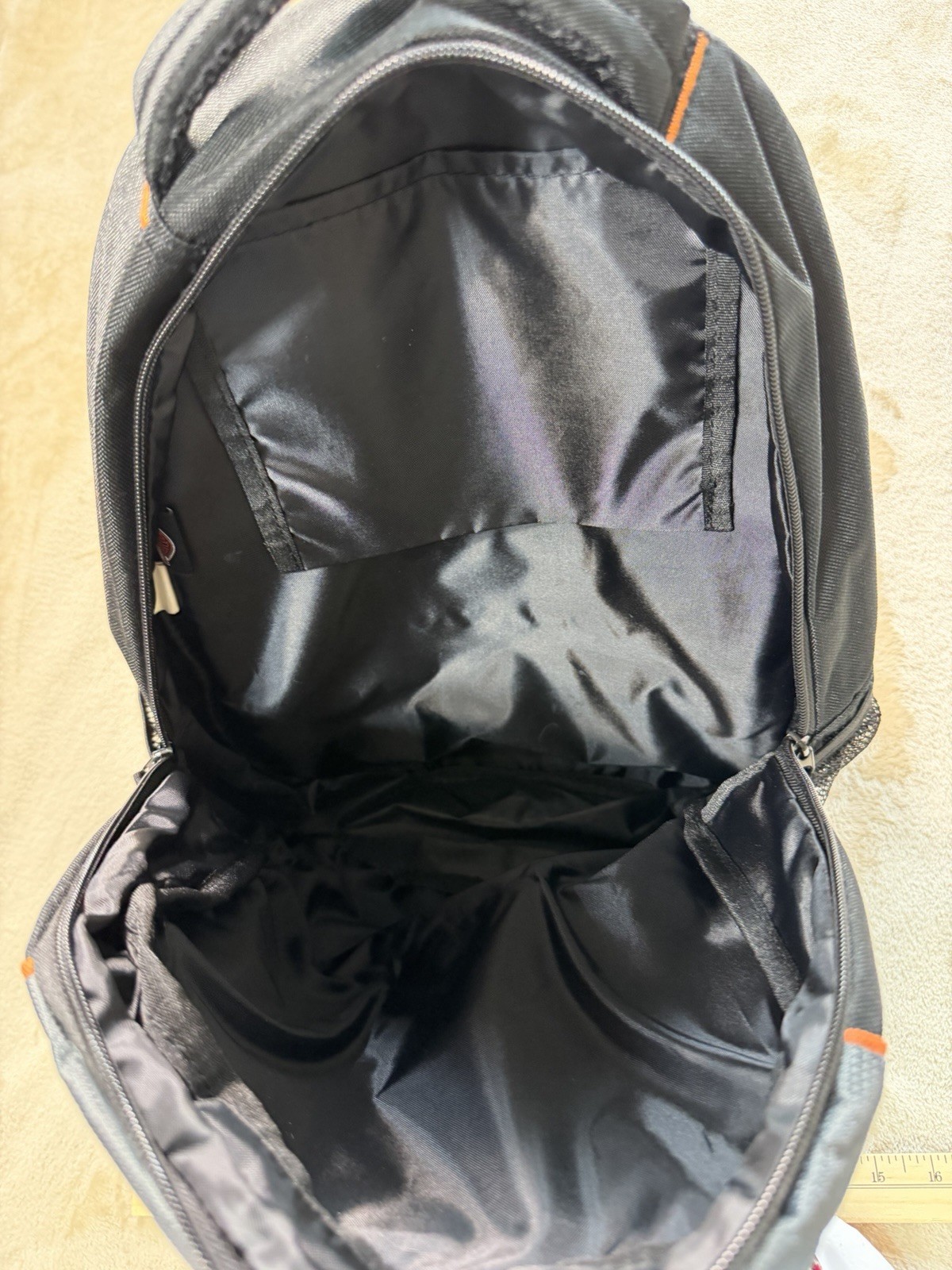 Harley-Davidson Bar & Shield Backpack Black Orange Nylon Travel Daypack EUC