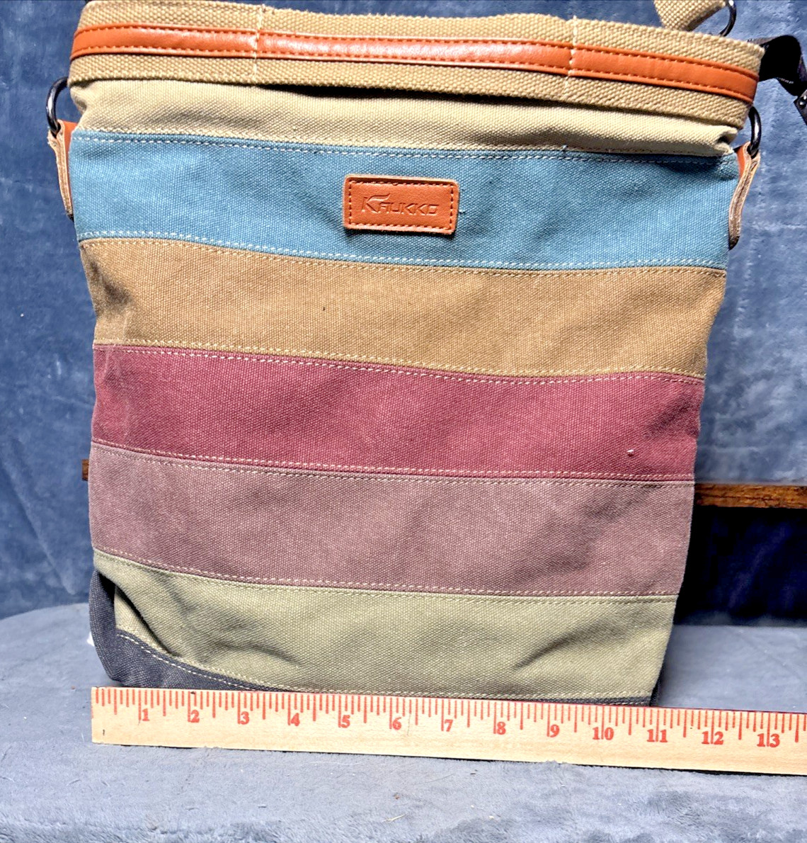Kaukko Theideaman Striped Canvas Shoulder Crossbody Bag Womens Or Mens Bag