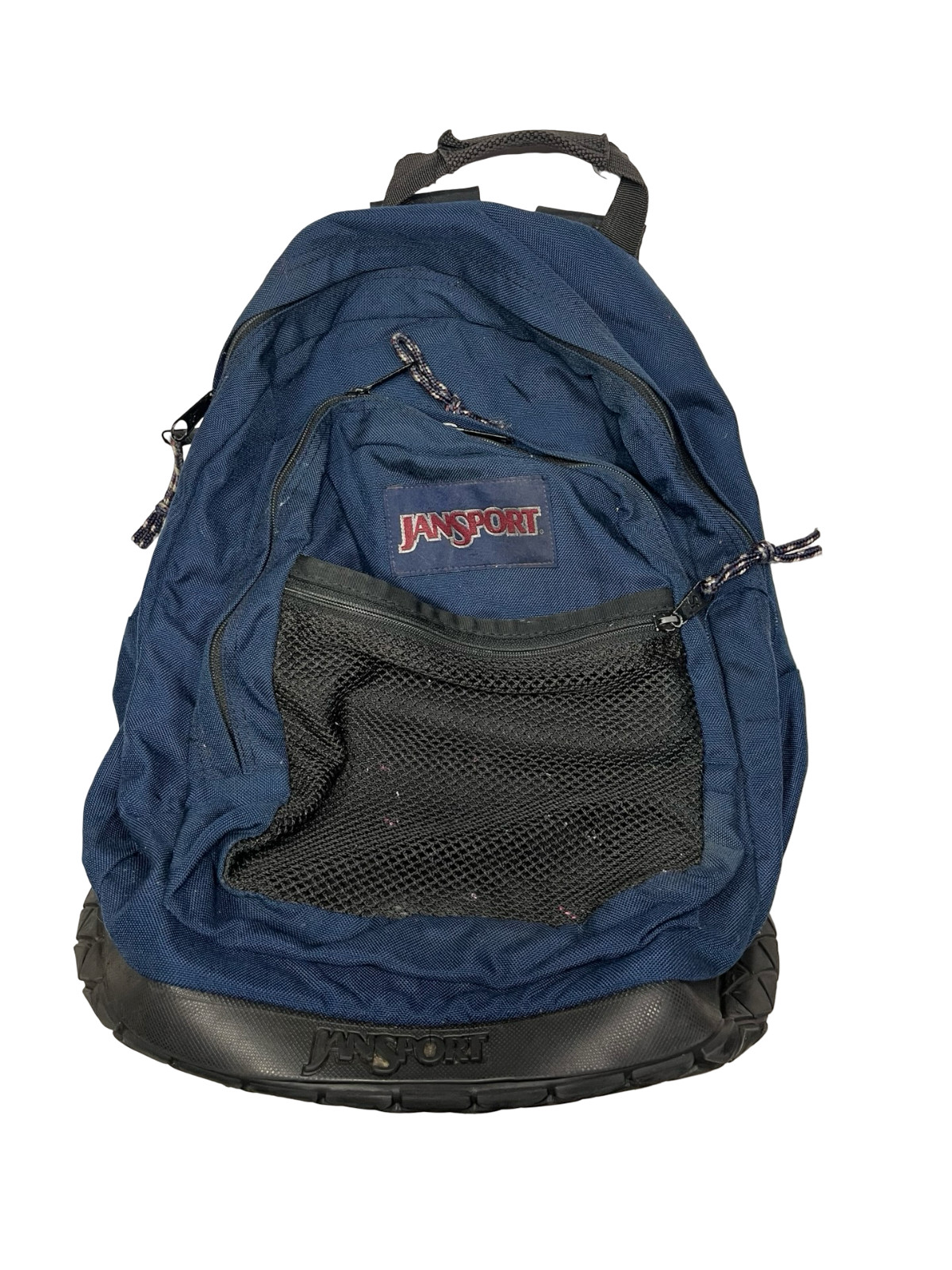 Vtg 90s JANSPORT Blue/Black RUBBER-TIRE-BOTTOM BACKPACK Hike School Gym Gear Bag
