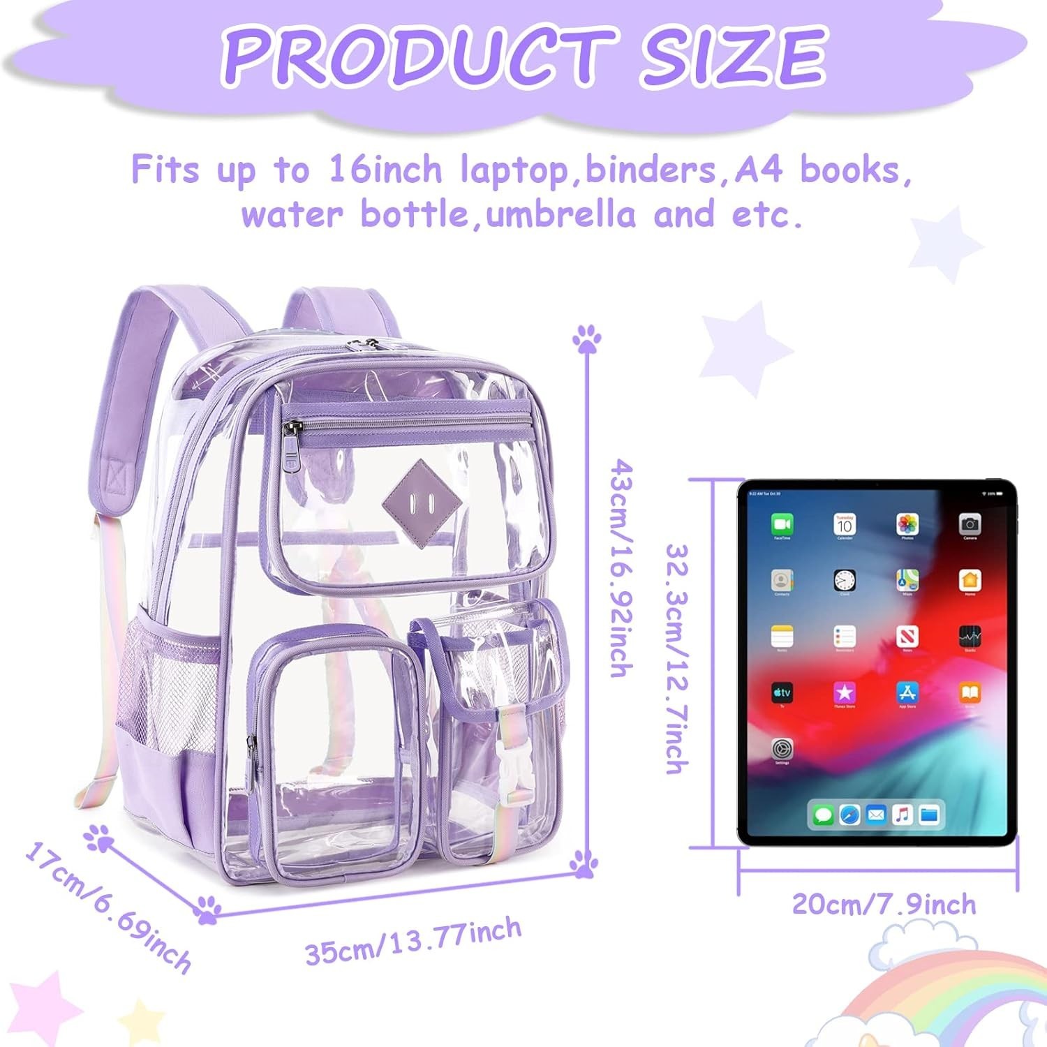 Vibrant See-Through Backpack with Reinforced Stitching – Ideal for All Occasions