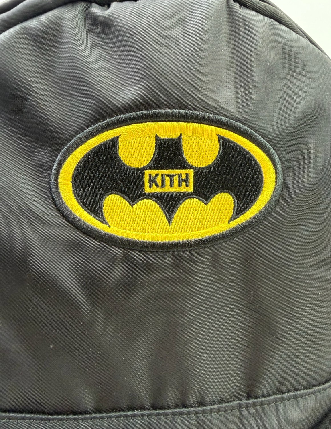 KITH Batman Backpack 85th Anniversary Logo Black Nylon 2024 DC Comics RARE EUC